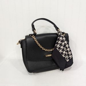 Anne Klein Black Minimalistic Crossbody Handbag Gold Accents